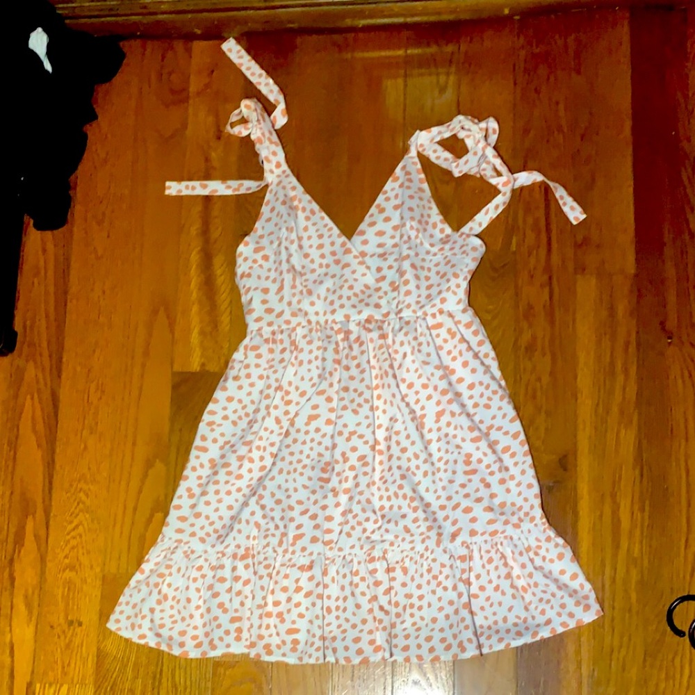 Tie strap, polka dot spring dress